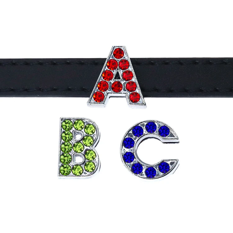 YN Mini Alloy Letter Pendant DIY Crafts Charms for Personalization Jewelry Making Charms 8mm Slide Alphabet Crystal Letters