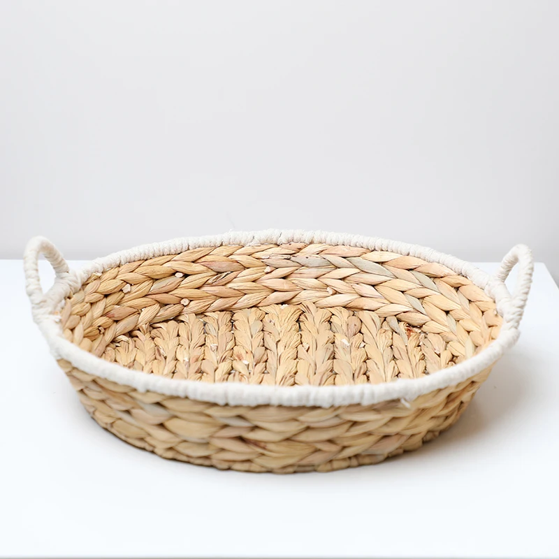 Декор водяной гиацинт травяной водоросли круглый тканый лоток для гостиной и спальни