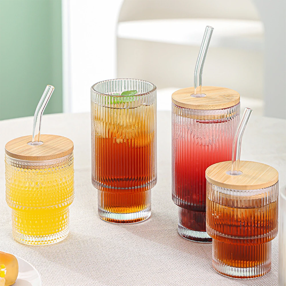 Wholesale Creative Unique Ribbed Cocktail Glass Cup Origami High Ball Heavy Base Clear Cocktail Glasses