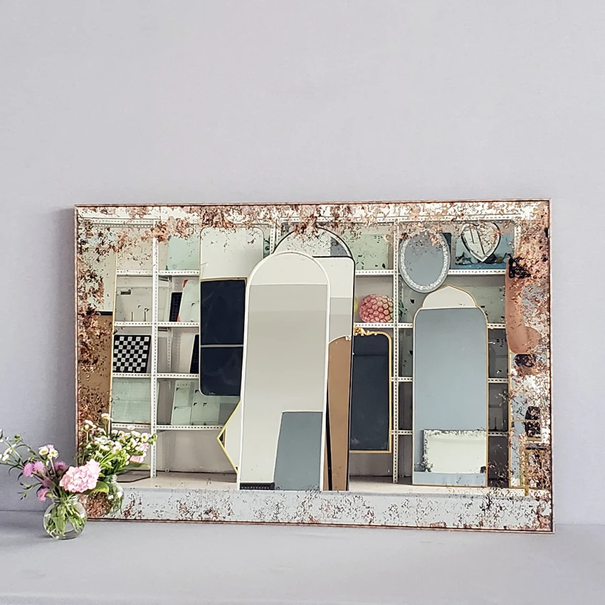 rusting antique art craft luxury decor rectangular full glass wall mirror for dressing room fitting room bedromm bathroom foyer