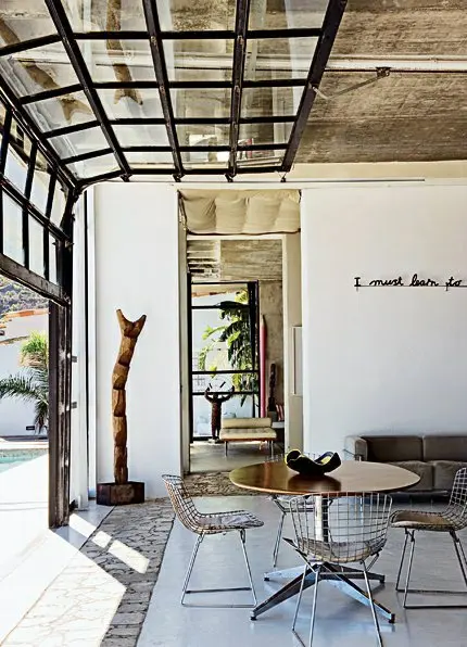 Transparent glass garage door