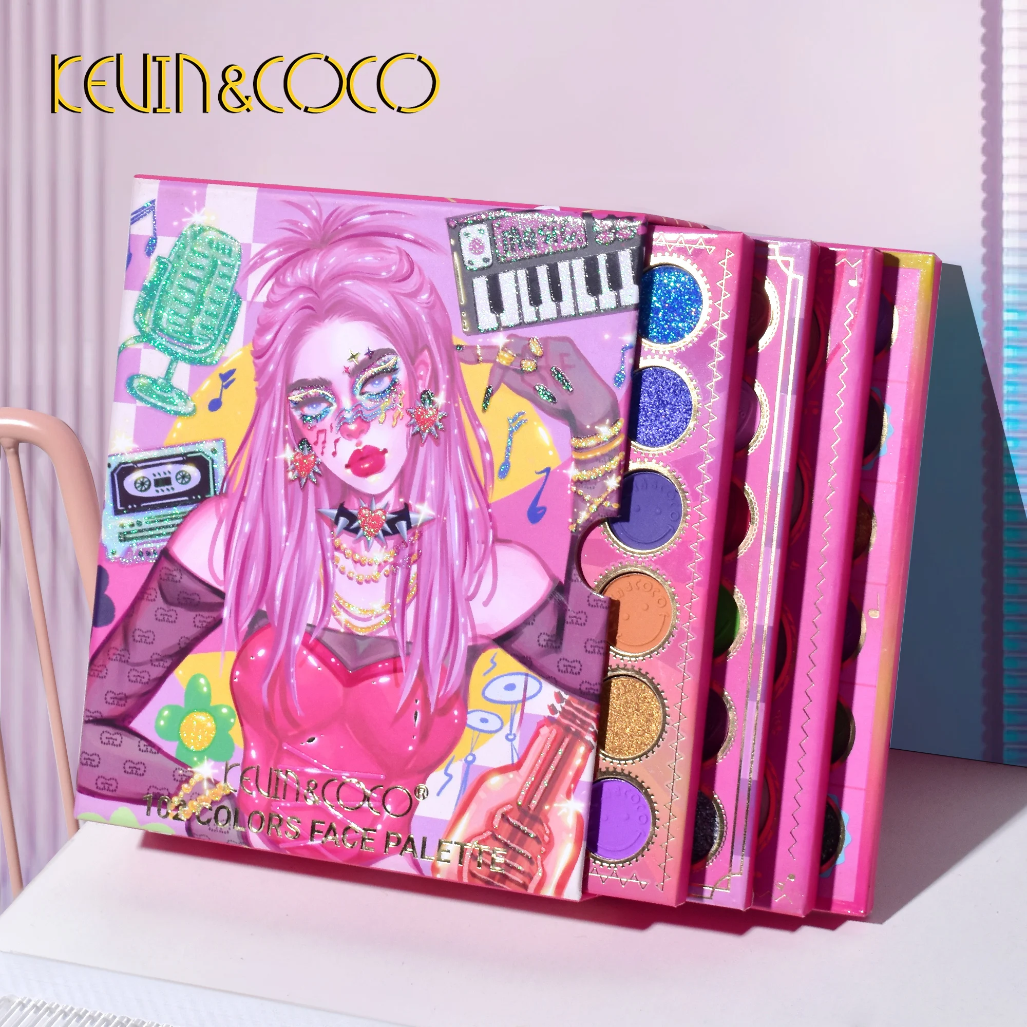 2023 Kevin Coco New Arrival all in 1 Cool Girl palette lipgloss  Long Lasting high pigment eyeshadow  sombra de ojos