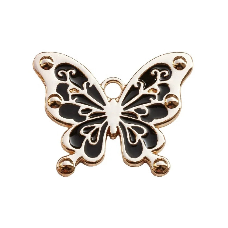 Good quality butterfly brand logo key chain gold color handbag accessory metal label with lobster clasp