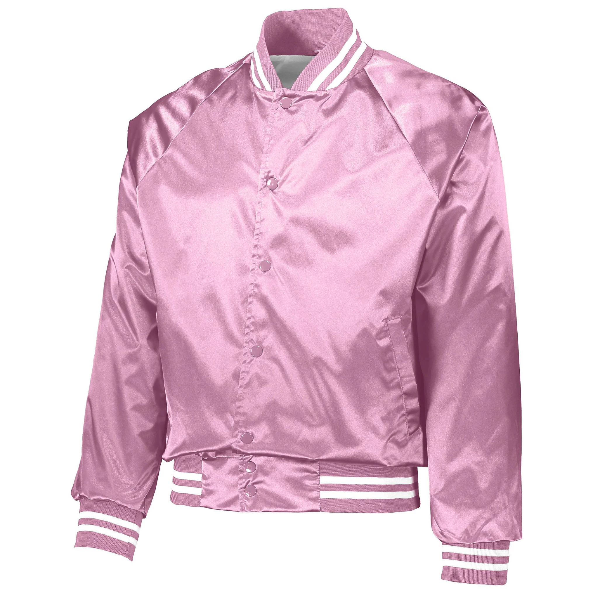 2022 OEM Women Satin Jacket Varsity polyester Bomber Biker raglan sleeve snap closure Winter Casual Street Fashion wear  jacket