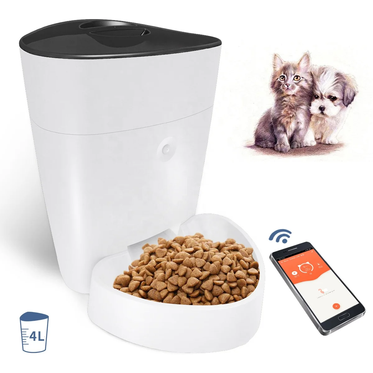 Горячая Распродажа 4L емкость интеллектуальная беспроводная (Wi-Fi) мобильное приложение кормушка для домашних животных собак кошек горячего питания