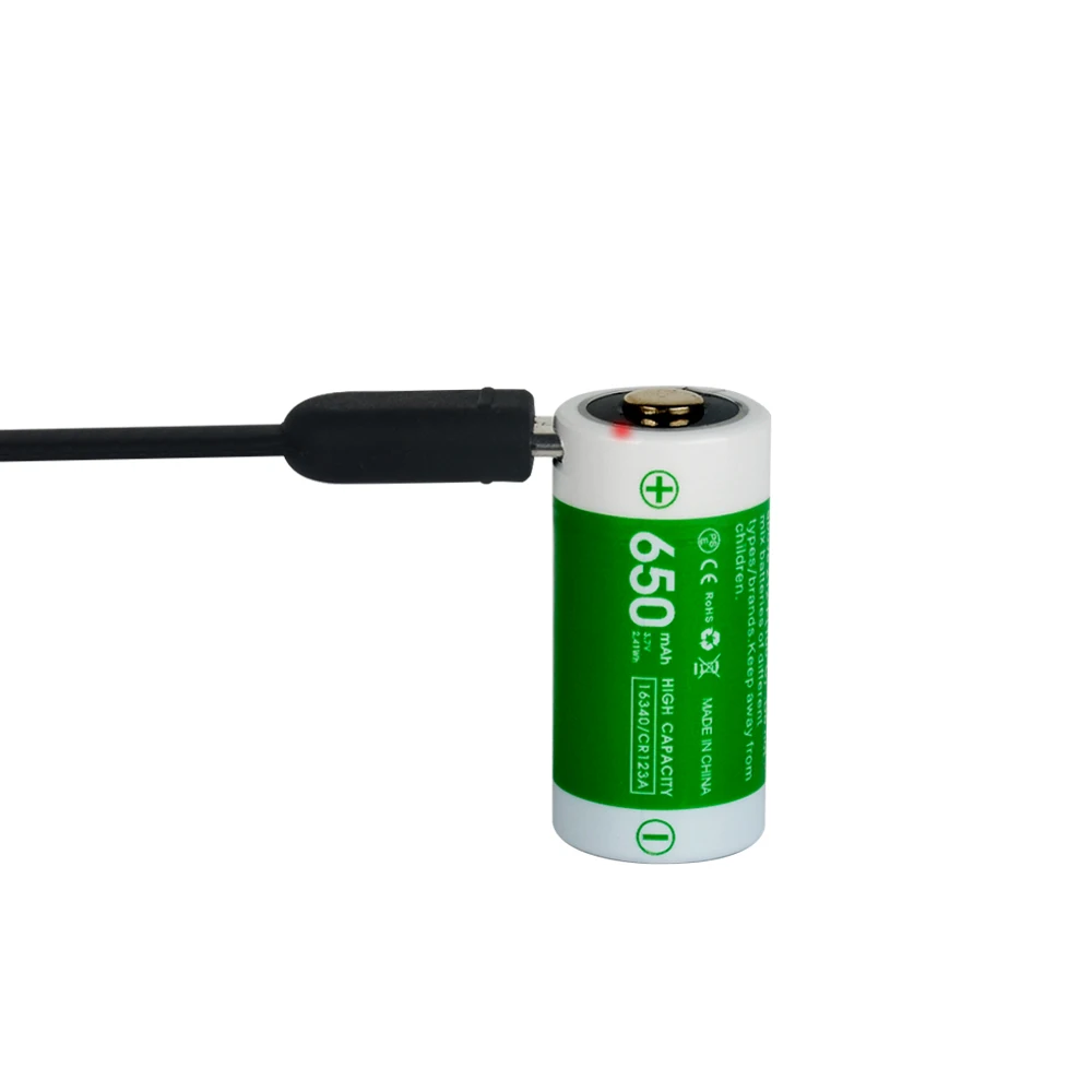 
OEM factory supply 16340 small rechargeable 650mah li-ion battery 3.7v for power energy 