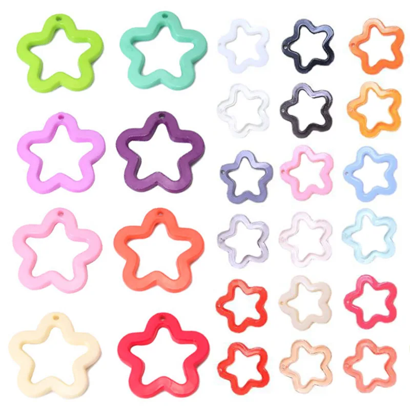 Decoration Candy Color Acrylic Pentagram Charms Clip Five Pointed Stars Keychains For Women Men Car Keys Keychain Accessories