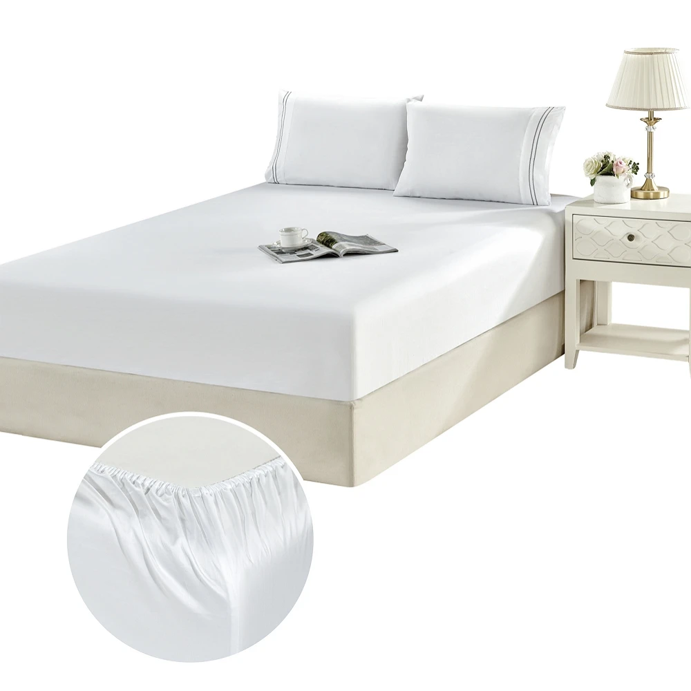 Hot sale custom classic embroidery design white hotel bedsheet set for bedroom