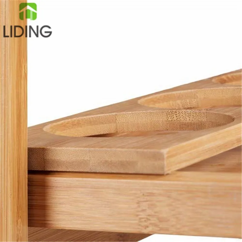 Hot Sale Bamboo Kitchen Storage Serving Trolley Island Cart with Wheels Bamboo Hand Trolley with Wheels