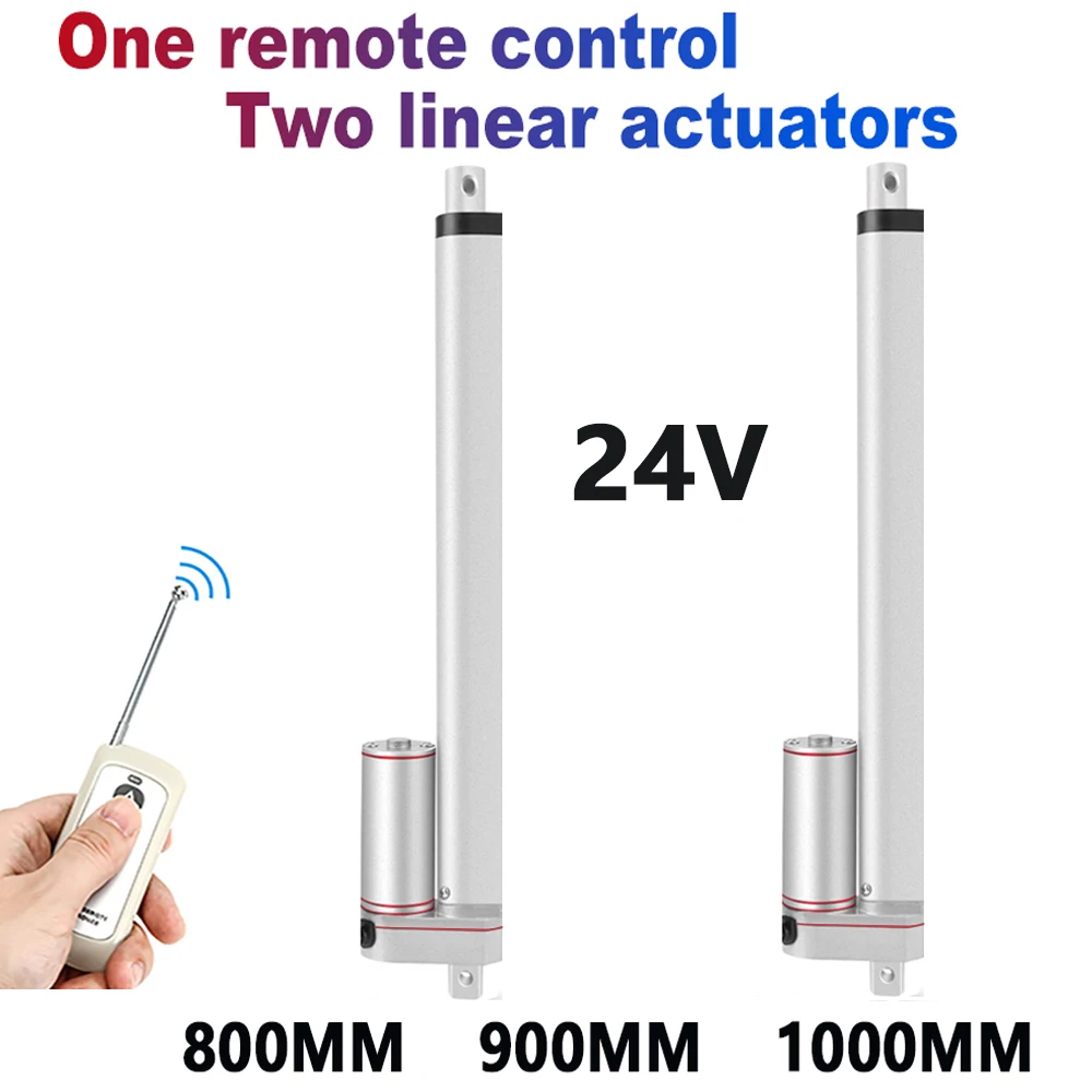 1*RF Remote Controller + 2*Linear Actuator 24V  +Power Supply 800mm 900mm 1000mm stroke Electric DC Synchronous Motor