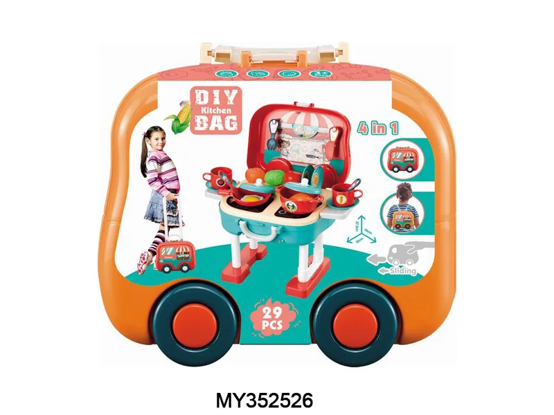 4 IN 1DIY backpack bag car suitcase table cleaning tool set toys 36PCS  kids cleaning toys for girls