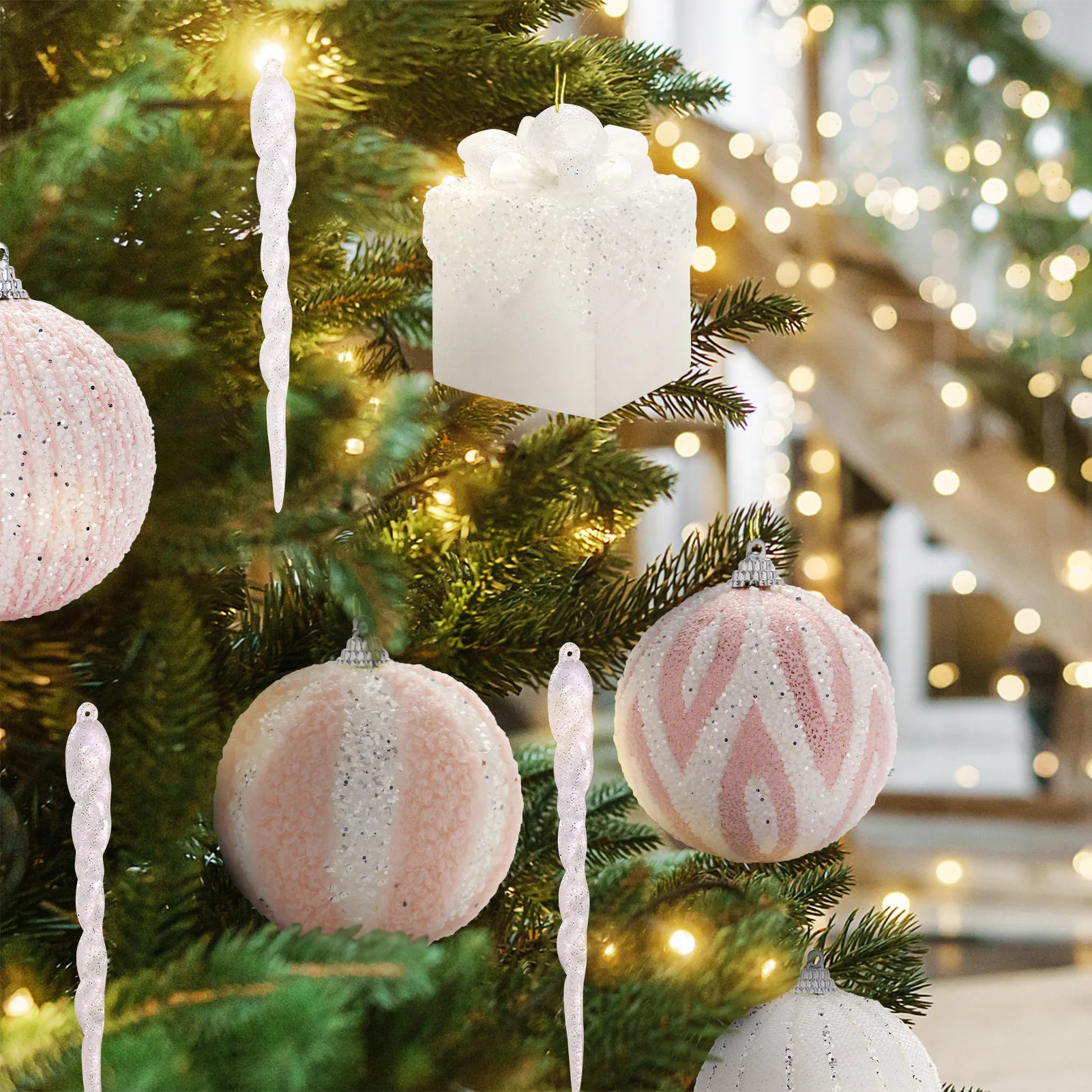 18pc Pink Decor Ball Bauble Christmas Tree Xmas Party Hanging Ball Ornament Decorations For Home Decorations Gift Navidad