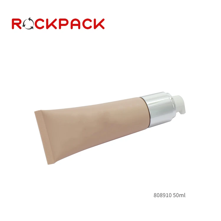 50g Empty matte pink BB cream packaging cosmetic soft tube with airless pump