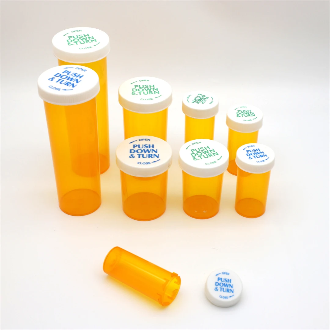 50ml food dry flower storage container PP plastic medicine pill bottles with CRC lids child proof packaging 13DR 12DR custom