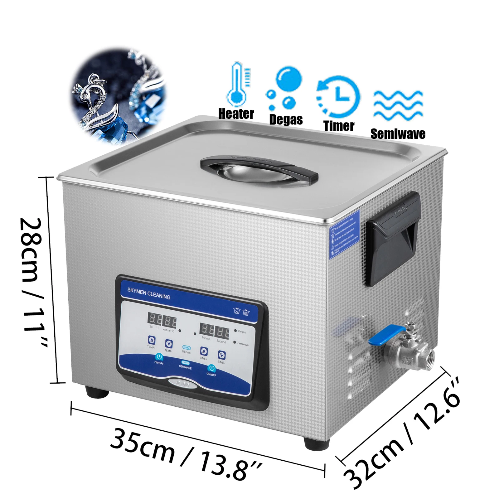 Стоматологический Ультразвуковой очиститель, ультразвуковая машина с австралийской/американской вилкой, цифровой ультразвуковой очиститель 15 л, подходит для очистки ювелирных изделий