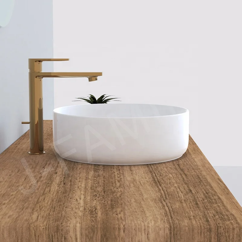 Slim Edge Bathroom Sink Ceramic Round Wash Basin Decoration Above counter