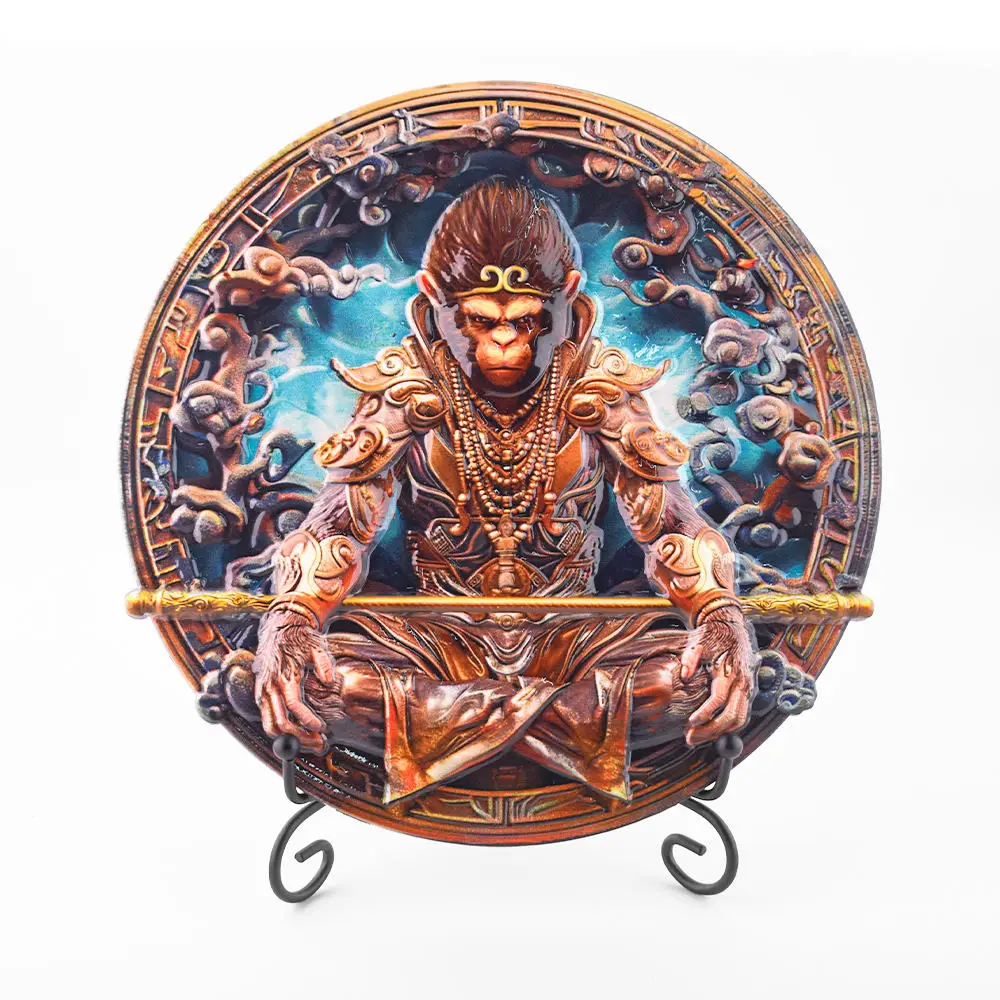 Новый стиль WuKong Живопись Домашний орнамент прозрачный китайский мифологический персонаж Обезьяна Король элемент смолы художественные ремесла тарелка