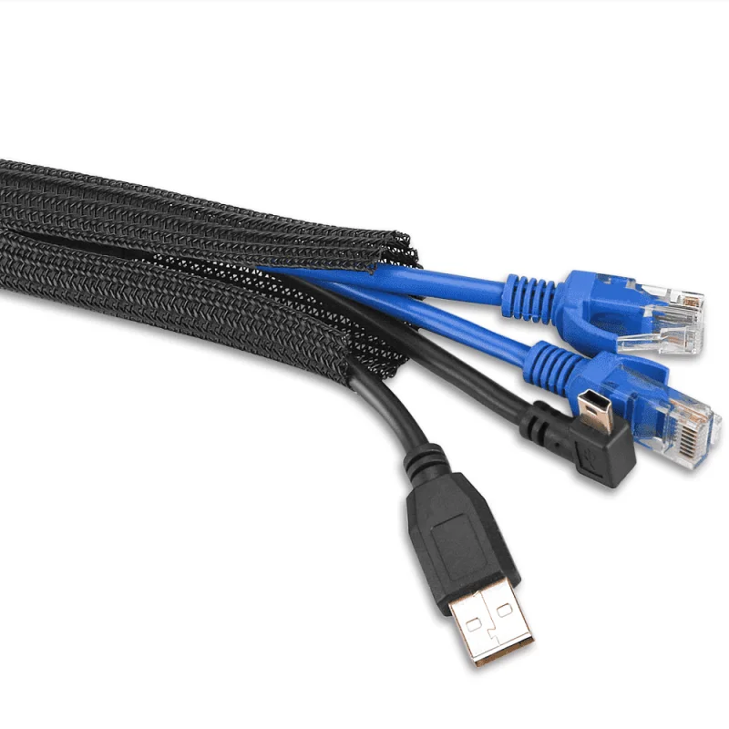 Heavy Duty Self-closing Woven Cable Wrap Braided Cable Sleeve