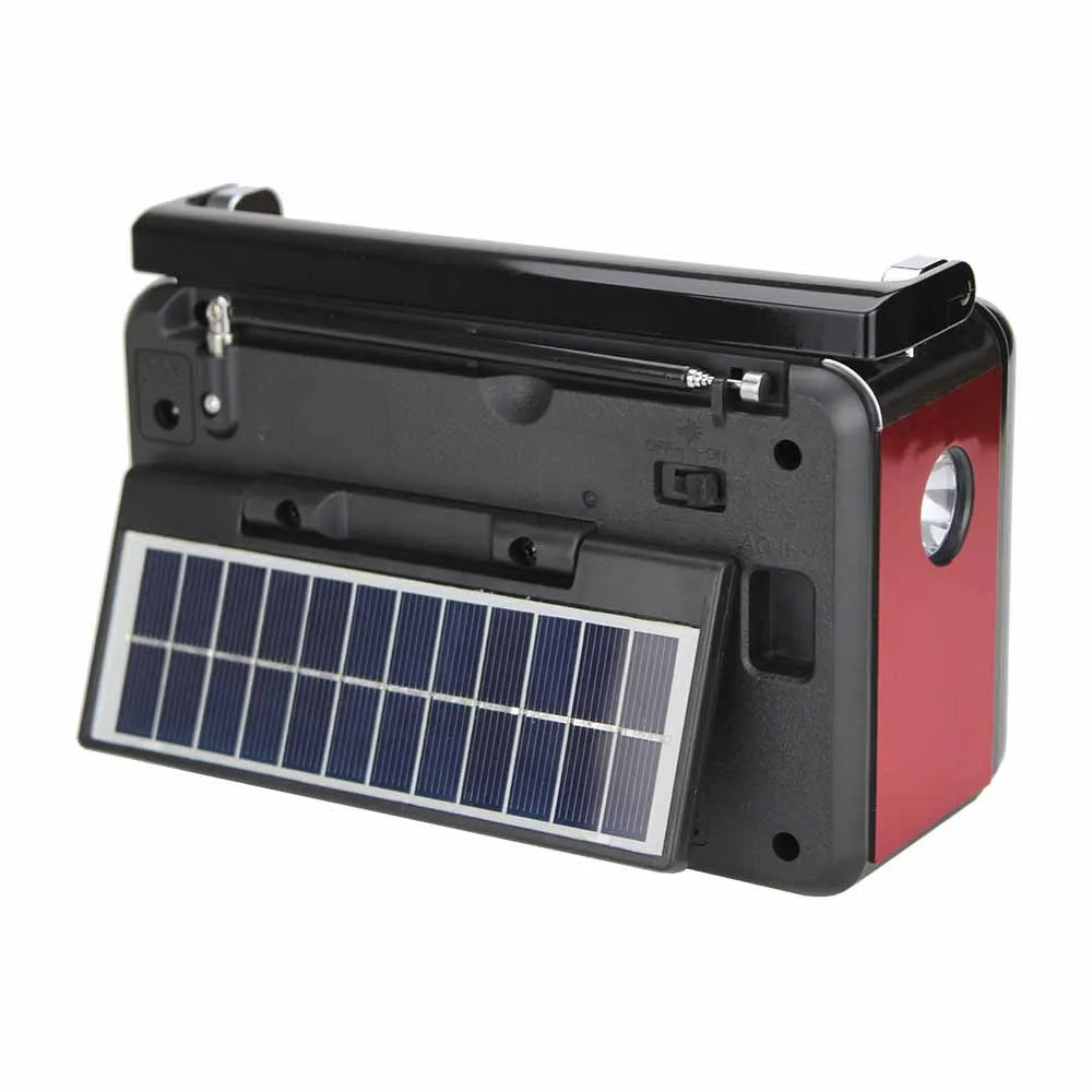Factory direct sale portable radio with handle with multiple band AM FM retro solar radio