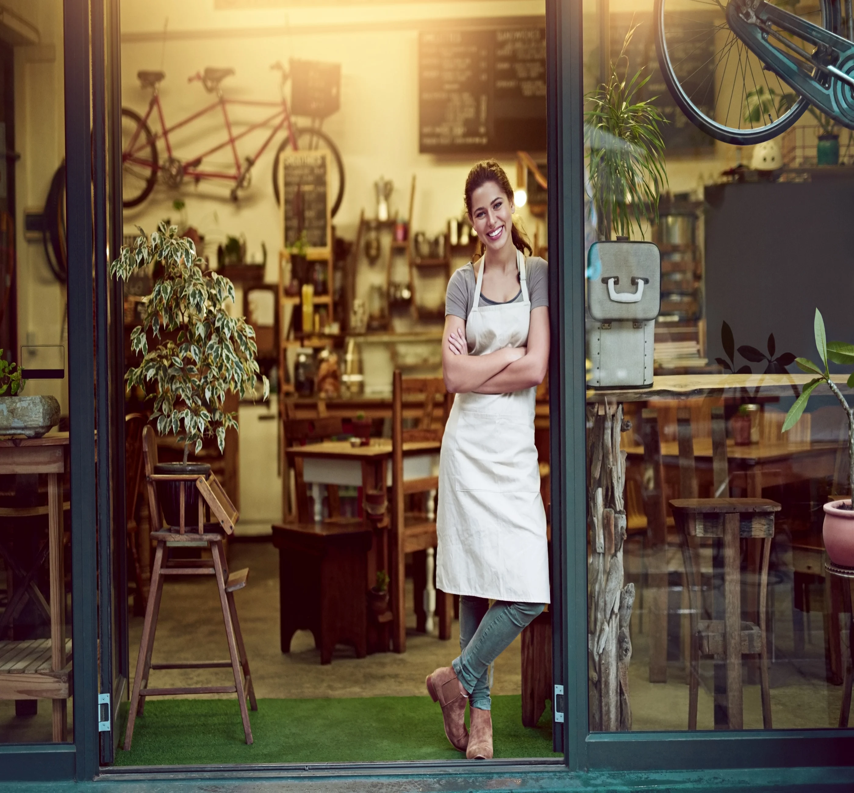Customised Plain Eco-friendly Spun Polyester Cheap Aprons White  Kitchen with Pocket