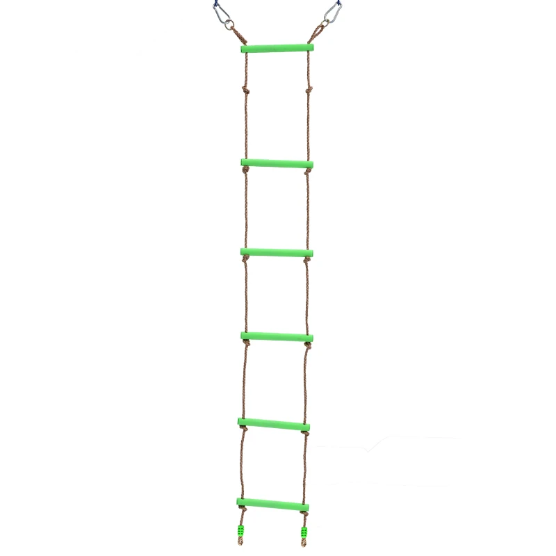 Well Selling Climbing Rope Ladder Tree Swing Set with plastic 6 section for Backyard