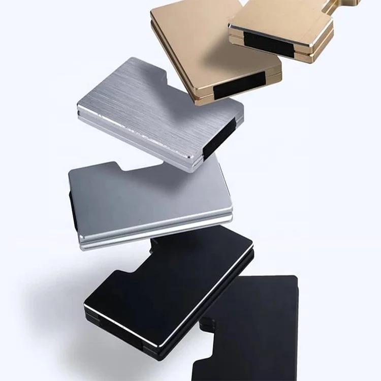 2021 Aluminium Alloy Stainless Steel Money Clip Wallet Blocking Metal Wallet Credit Card Holder RFID Anti-chief Men Wallet