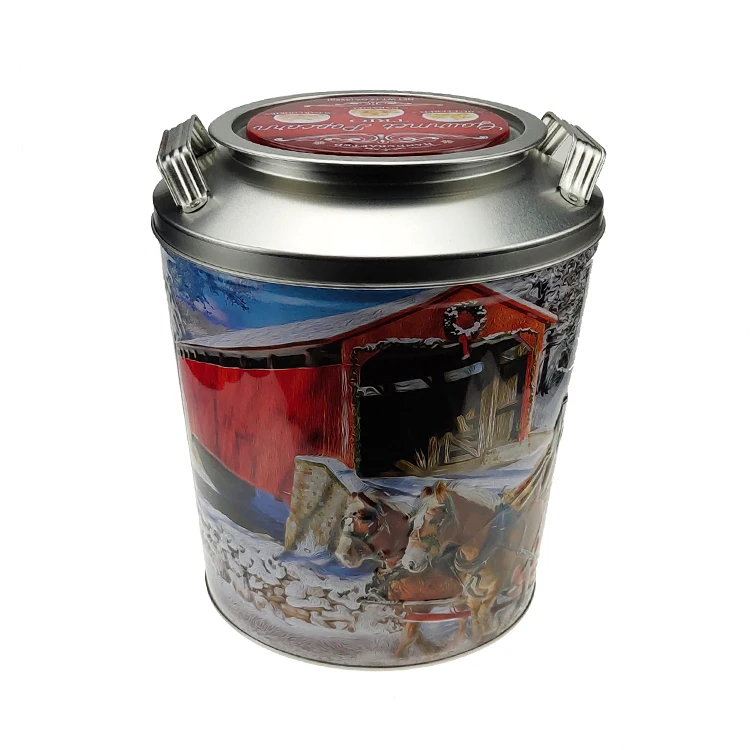 Недорогие Заводские Оптовые красивые банки для молока, металлическое Оловянное ведро для печенья и попкорна