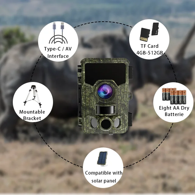 T007 CMOS rail Camera 40MP Trail Game Camera with Night Vision IP66 Waterproof Deer Camera 120 Wide Angle