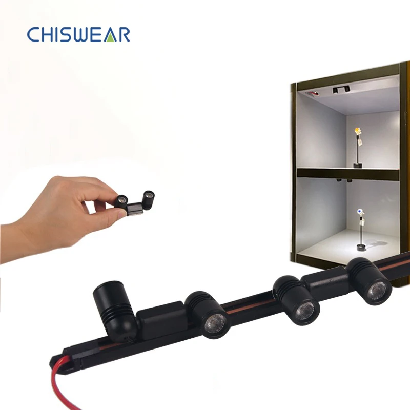 Миниатюрный черный Трековый светильник 2 Вт, магнитный Светодиодный прожектор для светодиодного дисплея, витринного освещения