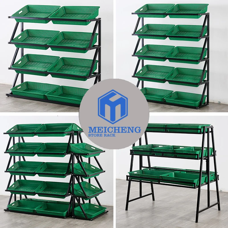Meicheng Vegetable and Fruit Display Shelf Multiple Stand for Supermarket Grocery store or Convenience Shop