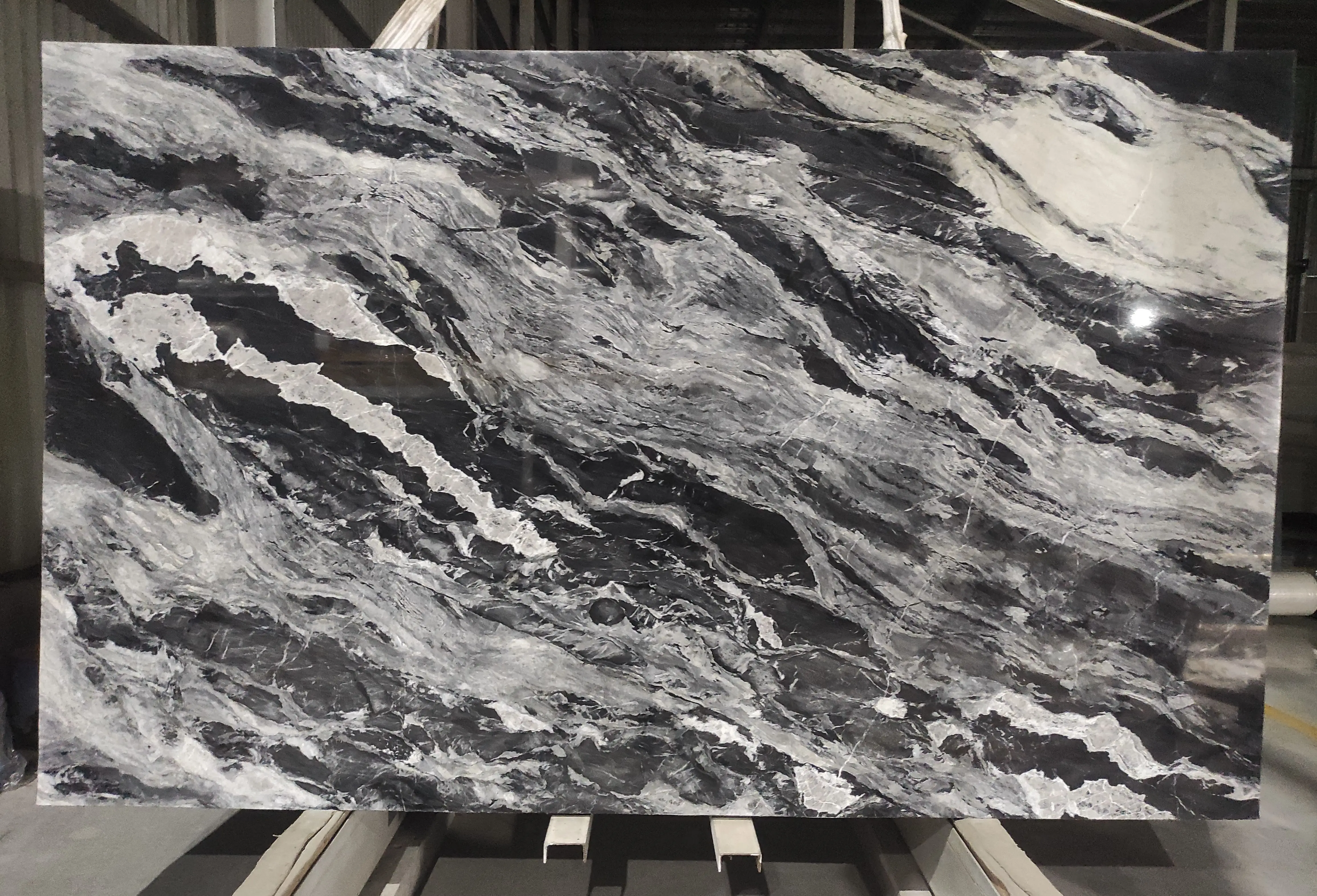 Polished Fantasy Black Marble Fusion White Veins Natural Stone Slabs for Kitchen Table Top Marble Wall Floor