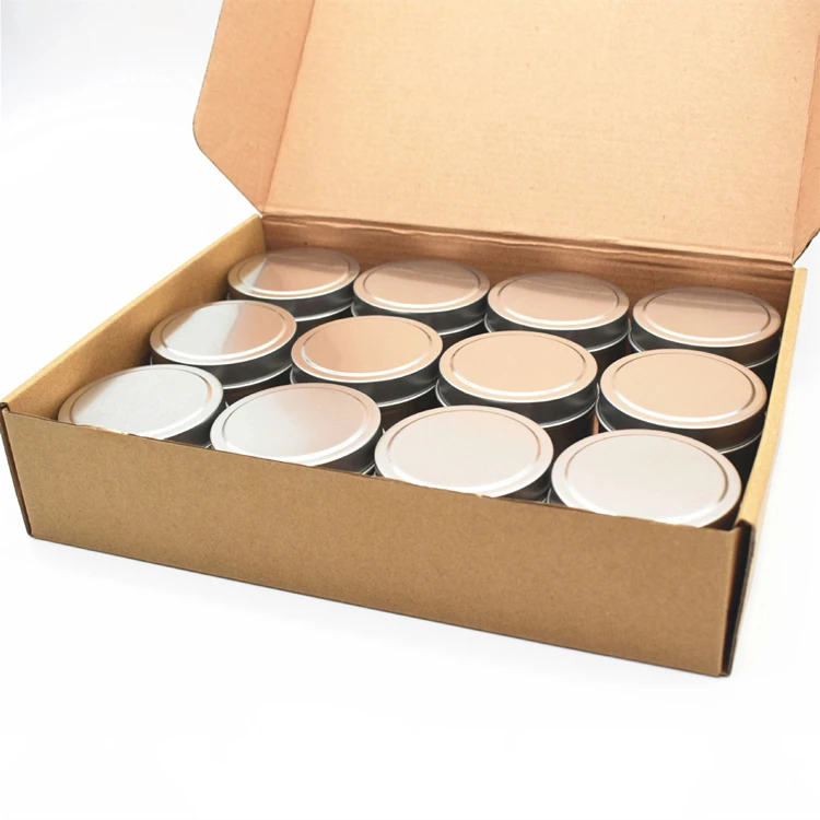 12 Piece 8 oz Empty Silver Rose Gold White Matte Black Candle Tin with Box for Candle Making