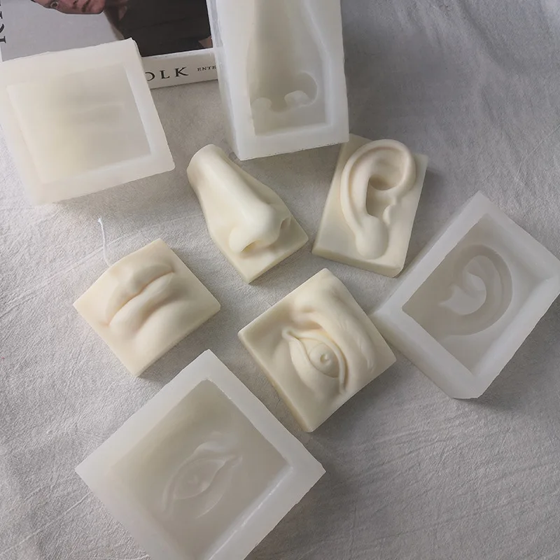Creative 3D Facial Features Silicone Candle Mold Eyes Nose Ears Mouth Handmade Soap Mould