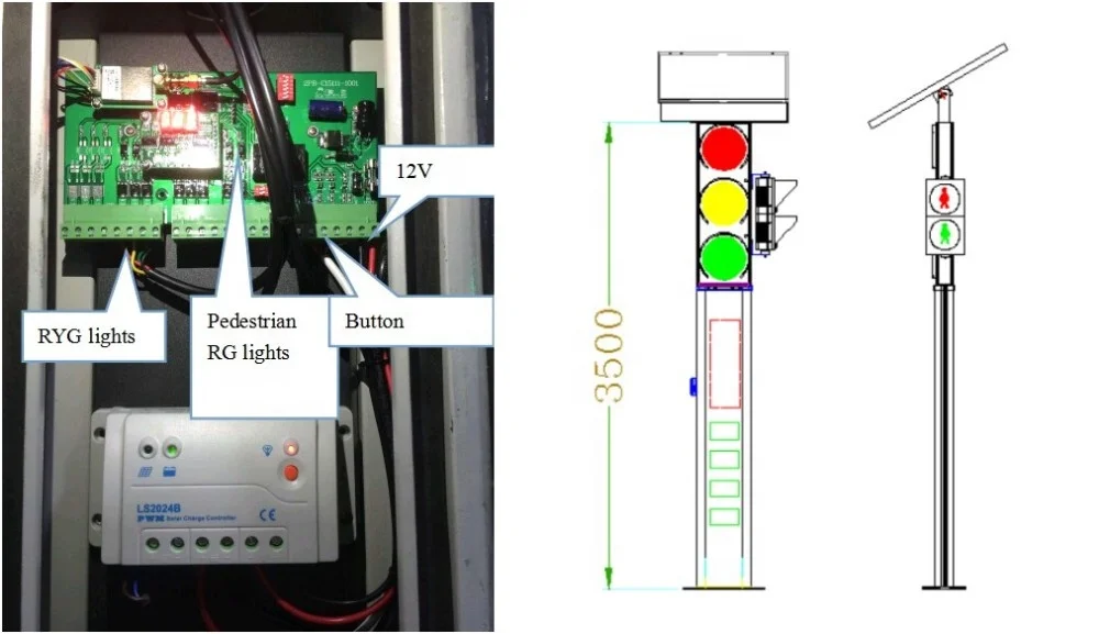 
Kutuo new design integrated solar wireless traffic light with pedestrian button 
