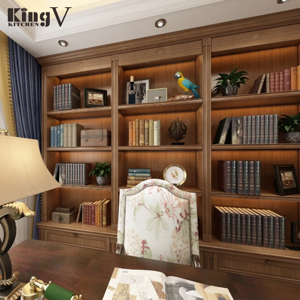 Классический шкаф KINGV для хранения книжных шкафов деревянный кабинета офиса и дома четыре