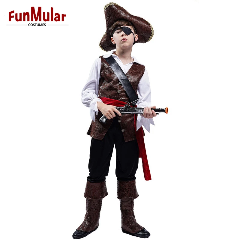 Funmular Pirate Costume for Boys Halloween Cosplay Role Play Dress Up Party Costume OEM/ODM
