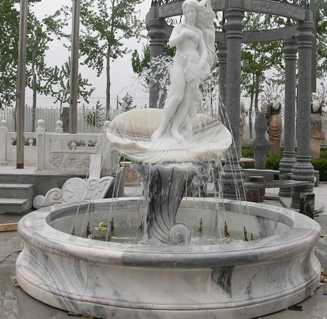 Shengye stone carving outdoor nude woman garden fountain natural stone marble sexy girl fountain large garden waterscape