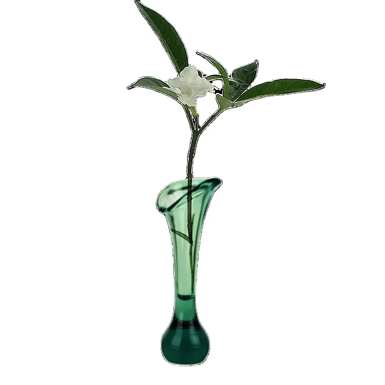 Decorative Flower Vases Minimalist Vintage Decoration Green Acrylic Glass Vase for Home Decor