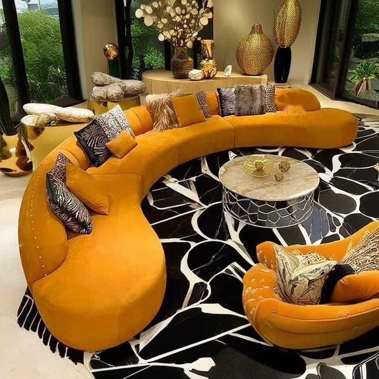 Curved High-End Light Luxury Sofas For Home Modern Fabric corner Sectional Sofa Set