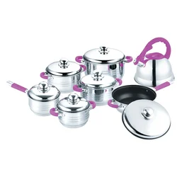 Premium quality colorful stainless steel cookware set z-line swiss with silicone handle