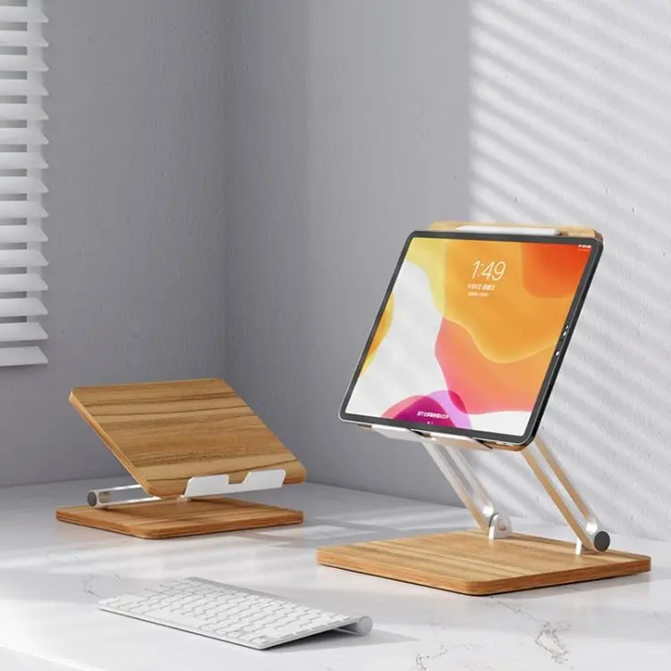 Customized Logo Portable Wooden Computer Monitor Display Stand Laptop Desk Accessory Holder Tray