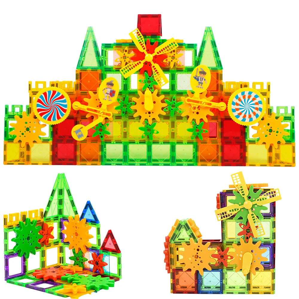 Creative Educational Toys DIY Colorful Magnetic Tiles Gear Building Blocks Toy Blocks Kids Toys