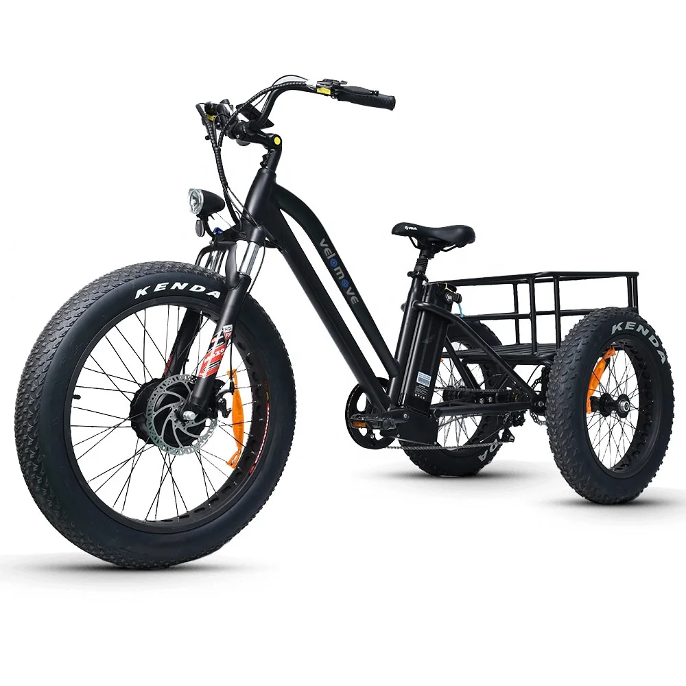 Bafang мотор 48В 500W Мощный 24 дюймов Жира Шины E trike внедорожный 3-х колесный велосипедных шин электрические трехколесные велосипеды, фара для электровелосипеда в груз с корзинами