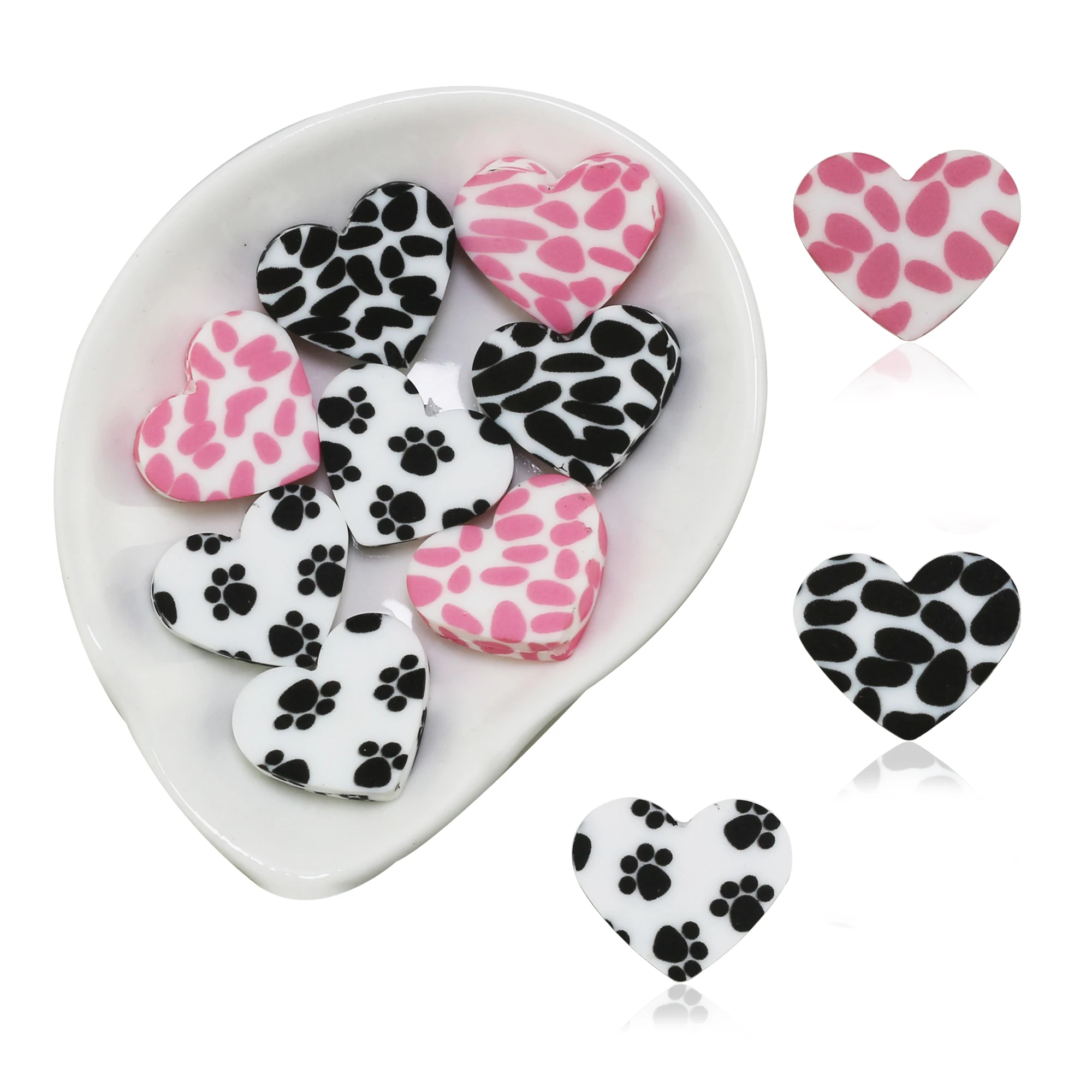 2024 New Arrival Valentines Day Love Flower Colorful Printed Loose Focal Beads Heart Print Cow Paw Silicone Beads For Pens