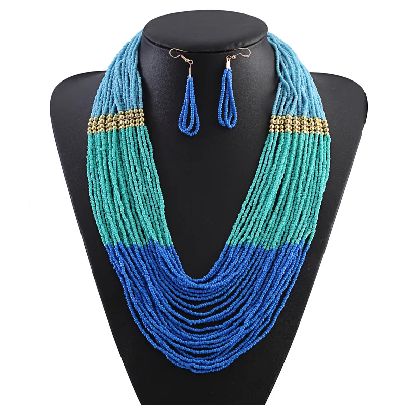 Suyan Jewelry Factory Price Set for Women Beads Necklace and Earrings Set Seedbeads Necklaces hawaiian polynesian necklace sets