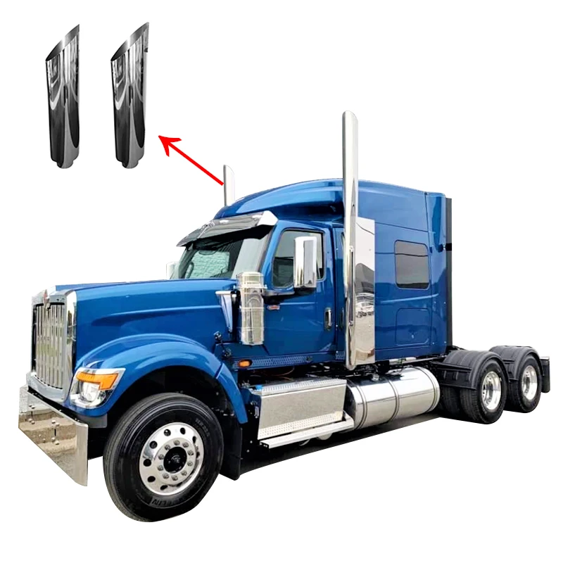 Customized Size America Muffler 201 Stainless Deer Guard Steel Top Diesel Stack Semi Truck Chrome Exhaust Pipe