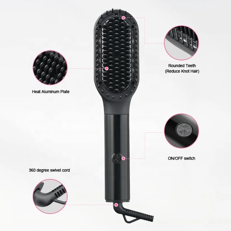 2024 Electric Ceramic Beard hair Straightening Brush Fast Heating Straightener Styling Comb