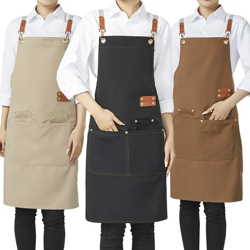 Wholesales waterproof canvas apron  High quality printing logo  customized unisex canvas leather accessories  apron