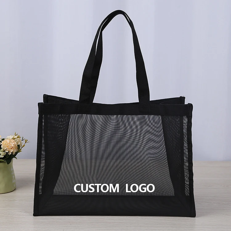 High quality custom design with logo reusable nylon wire mesh beach shopping tote bag Mesh Beach Bag