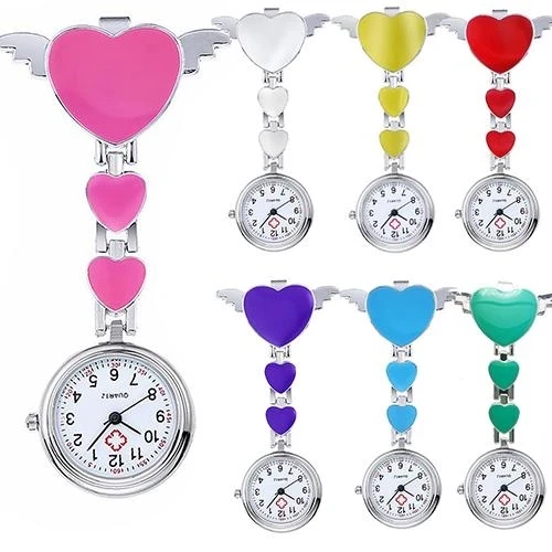Wholesaler Fashion Women Lady Cute Love Heart Quartz Pocket Watch For Girls Gift Fob Brooch Nurse Watch
